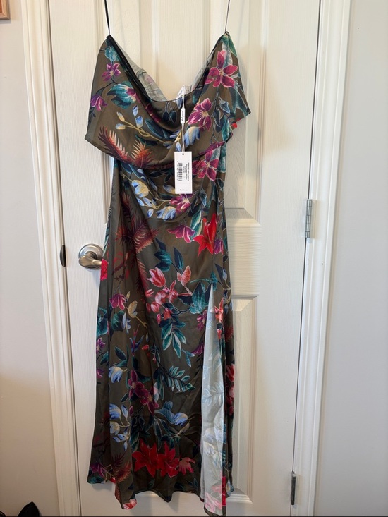 Petal & Pup Dresses & Skirts - Petal & Pup Olive Green Floral Cowl Maxi Dress